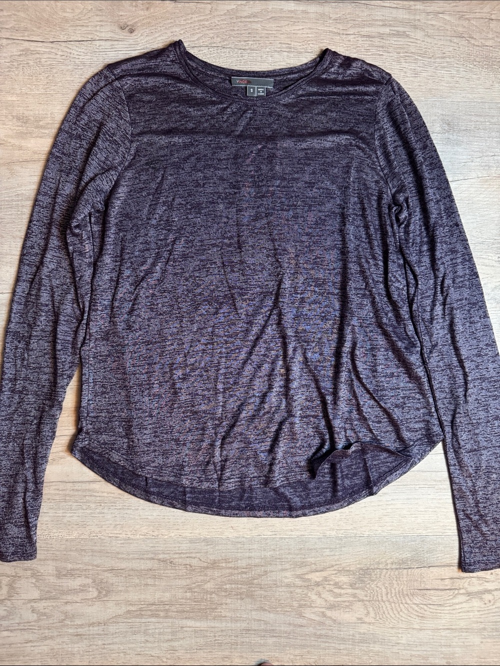 Vince Purple Long-Sleeve Heathered Top